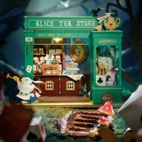 DIY House Alice's Tea Store with LED lighting, Robotime, DG156, 20x14x22cm