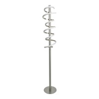 LED staande lamp "Belleza", moderne vloerlamp gemaakt van metaal en plastic in nikkel mat en wit, met stevig ingebouwde LED's, 140 hoog, verlichting voor woonkamer, eetkamer, slaapkamer of kantoor.