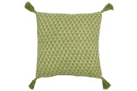 J-Line cushion Flowers + Tassels - cotton - green