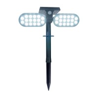 LED solar spotlights "Paco" for the outdoor area with a permanently built-in LED, solar and spit made of plastic in black, height 31.9 cm