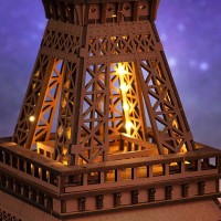 3D Wooden Puzzle Night of the Eiffel Tower, Robotime, TGL01, 22x21.3x53cm