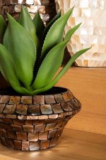 Chelsae Bronze Poly Round Shell Mirror Small