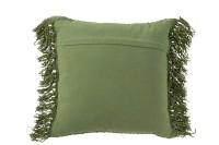 J-Line Cushion Woven+Fringes Viscose/Cotton Dark Green