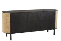 J-Line Molly Rattan cabinet - 3 doors - wood - black