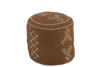 J-Line pouffe Cylinder Ethnic Patterns - cotton - brown