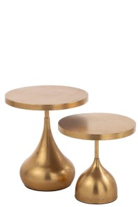 J-Line Set of 2 Side Tables Drop Metal Gold