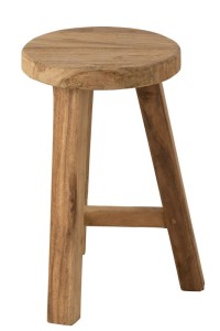 J-Line stool Round Recycled - wood - natural