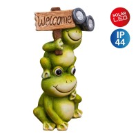 LED Solarleuchte "Frosch" für Terrasse und Garten, aus grünem Kunststoff mit fest verbauten LEDs, Deko Lampe für Außen ca. 45 cm hoch