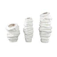 Aharon White Ceramic Irregular Shaped Vase Slim L