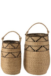 J-Line baskets - seagrass - natural/black