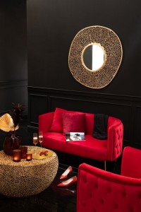 J-Line Coffee Table Round Coral Pattern Aluminum Gold