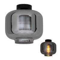 Plafondlamp "vaso", retro, plafondlamp, metaal en rookglas in antraciet, E27 -aansluiting, voor eetkamer, woonkamer, gang of kantoor, met een Øvon 25 cm