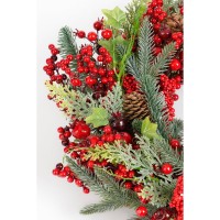 Norah Kerstkrans met Dennenappels - H11 x Ø40 cm - Rood