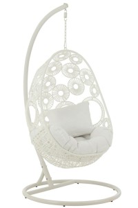 J-Line Hanging Chair + Cushions Bula Metal/Cane White