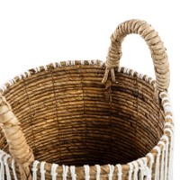 The Straight Stitched Macrame Basket - Natural White - S