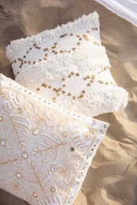 J-Line cushion Tufted Fringes - Cotton - sequins/white/gold