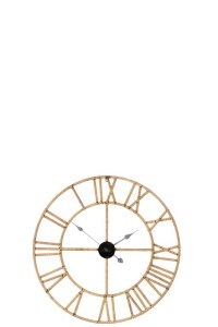 J-Line wall clock Roman - rattan/metal - natural - small