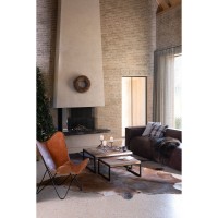 J-Line tapijt Koeienvel - leer - cognac