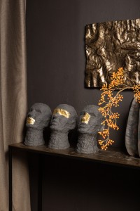 Bertrand Black Ceramic Head Statue With Gold Eyes