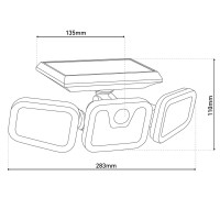 LED Solar Außenwandleuchte "Pacita", Multifunktionsleuchte Außenwandlampe aus Kunststoff in Schwarz, 28,3 x 13,5 x ca. 11 cm