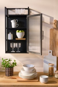 Clifton wall cupboard - L38 x B15 x H74 cm - Metal - Black