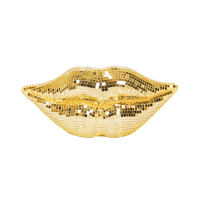 Ornament - disco -lippen - glas - goud - 29x10x13,5 cm