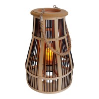 Decol light "Korbinian" including solar LED candle for garden and balcony, from rattan in nature, solar lamp height 35 cm