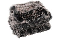 J-Line Plaid - faux fur - gray/black/white - 130 x 180 cm