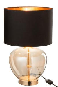 J-Line Lamp Transparent Glass/Textile Gold/Black