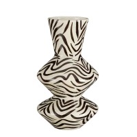 Stratt Vase - H38 x Ø21 cm - Ceramic - Black, White