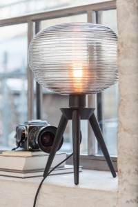 J-Line table lamp Teri Tripod - glass/wood - gray/black