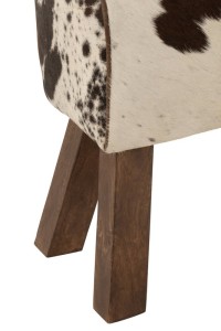 J-Line Stool Cow Mango Wood/Fur Black/White