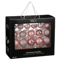 Kerstballen Set - 42 Stuks - Ø7 cm - Glas - Roze