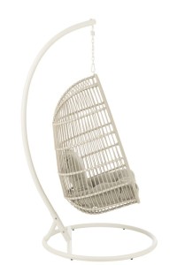 J-line hanging chair+cushion Egga metal/cord gray