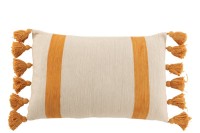 J-Line cushion Beach Grooves Rectangle - cotton - ocher