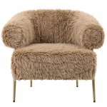 Hair Brown Fauteuil Gold Metal Base