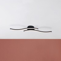 LED-wand/plafondlamp "Onda", plafondlamp gemaakt van metaal en plastic in zwart, met stevig ingebouwde LED's, verlichting voor woonkamer, eetkamer of kantoor 65 cm lang