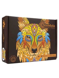 Logic Giochi Mandala Wooden Jigsaw Puzzle Wolf, 26.2x40 cm