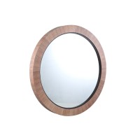 Tiess Natural Round Wooden Veneer Mirror Small
