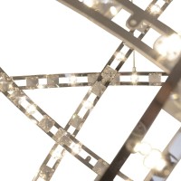 LED pendant lamp "Cosmos" metal and plastic in chrome, Ø60 cm, with firmly built -in LEDs, lighting for living room, dining room or office.