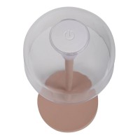 2-er Set LED battery table lamp "Gomba" for outside and inside, made of metal and plastic in Frosted Almond, 18.5 cm high