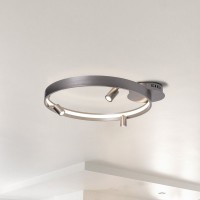 LED Deckenleuchte "TRISTAN", moderne Deckenlampe aus Metall und Kunststoff in Stahl-blank, die LEDs sind fest verbaut. Mit ca. 58 cm Ødie ideale Beleuchtung für Wohnzimmer, Esszimmer oder Küche.
