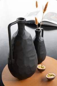 J-Line Vase Goa Aluminum Black Large