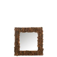J-Line spiegel Syma - hout/spiegel - naturel - small - 90 x 90 cm