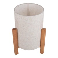 Tischleuchte "MATILDA" klassische Tischlampe mit natürlicher Ausstrahlung durch Holz und Stoffschirm, E27 Fassung, 32 cm hoch