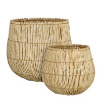 Ronda Storage Basket - Set of 2 - H40 x Ø44 cm - Light brown