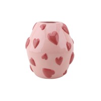 VASE -FLOWER VASE HARTEN - DOLOMITE - Pink/rood - 16x16x17,5 cm