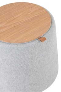 J-Line Pouf/Side Table Round Textile/Wood Light Gray