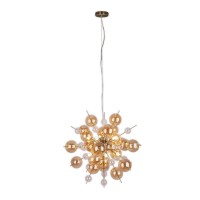 Pendelleuchte "EXPLOSION" amber aus Metall und Glas, G9 Fassungen, Hängelampe für Esszimmer, Wohnzimmer, Diele oder Büro, Hängelampe Øca. 65 cm