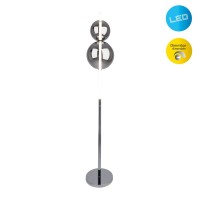 LED Stehleuchte "NOVA" Stehlampe mit Dimmfunktion aus chromfarbenem Metall, Kunststoff und Rauchglas, mit fest verbauten LEDs , ca 150 cm hoch